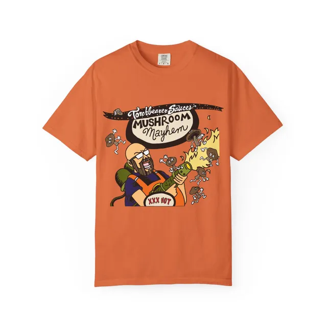 torchbearer-mushroom-mayhem-t-shirt-rouge-coton image 1