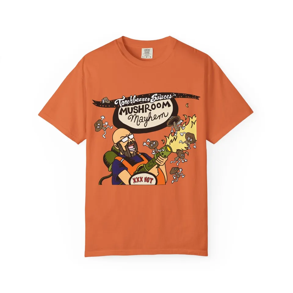 torchbearer-mushroom-mayhem-t-shirt-rouge-coton image 1