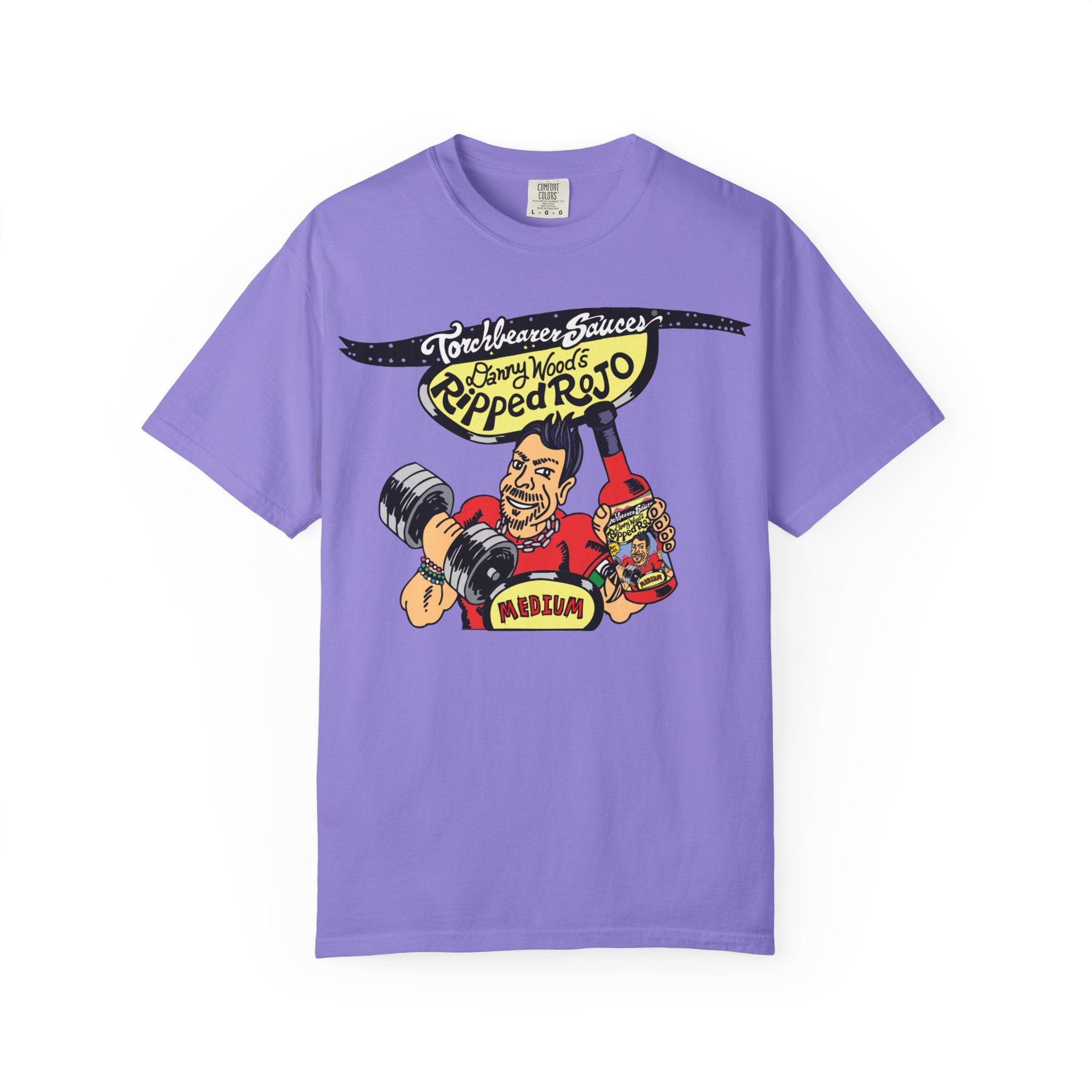 torchbearer-ripped-rojo-t-shirt-coton-noir-danny-wood image 1