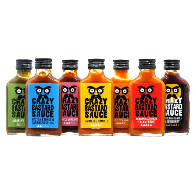 crazy-bastard-coffret-7-sauces-piquantes-7x100ml-d-couverte-cadeau image 1
