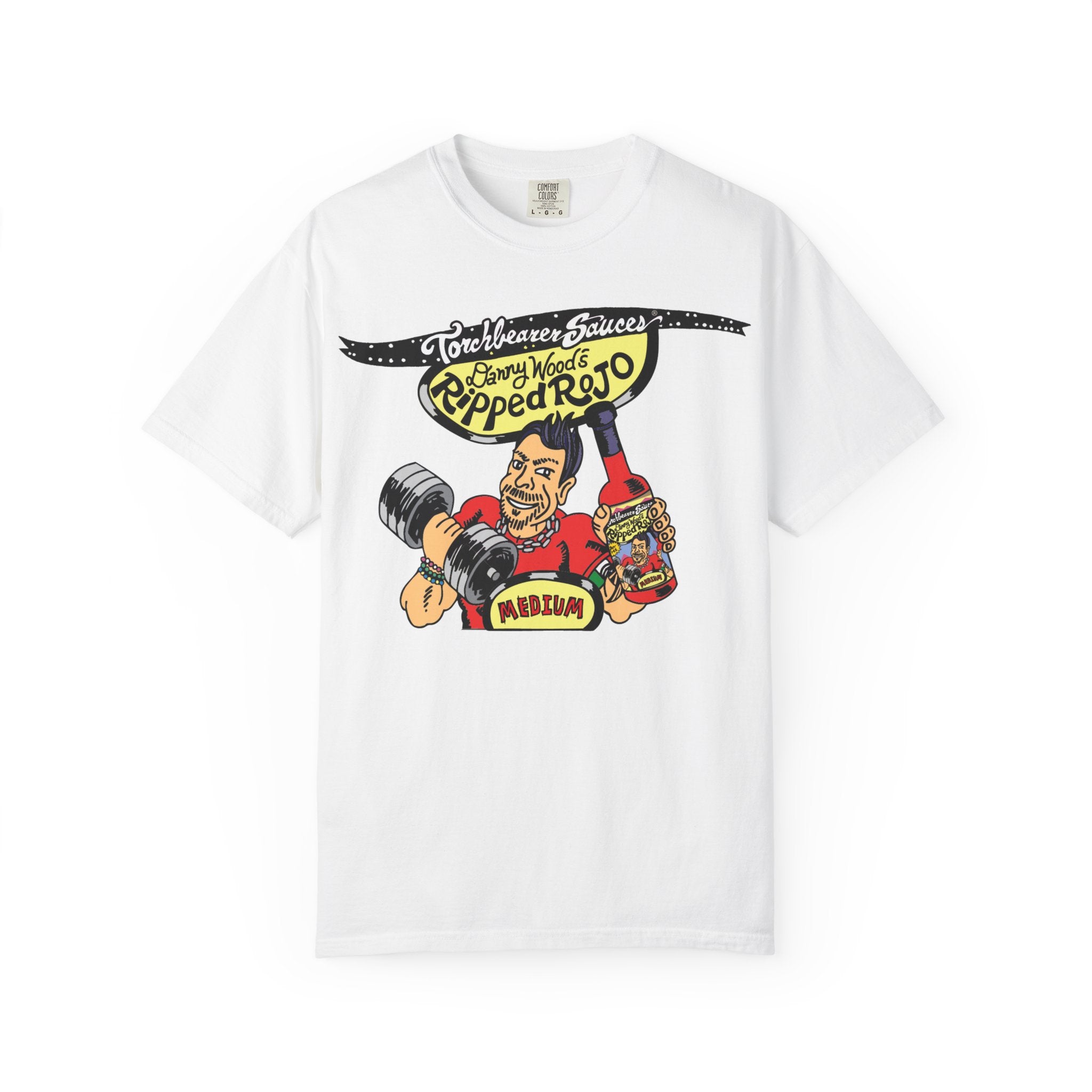 torchbearer-ripped-rojo-t-shirt-coton-noir-danny-wood image 2