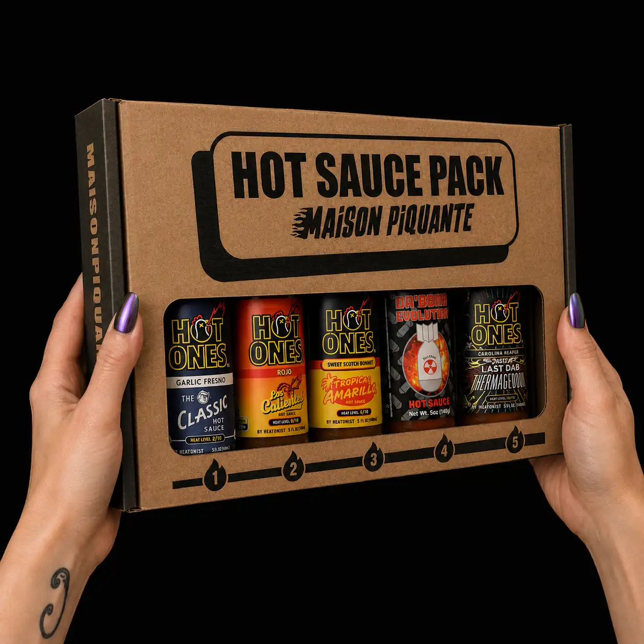 hot-ones-coffret-5-sauces-piquantes-classic-da-bomb-last-dab image 2