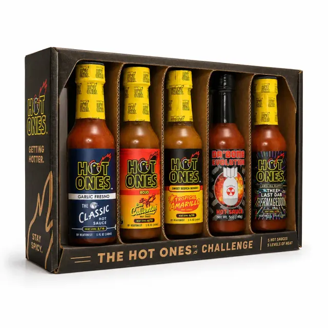 hot-ones-coffret-5-sauces-piquantes-classic-da-bomb-last-dab image 1