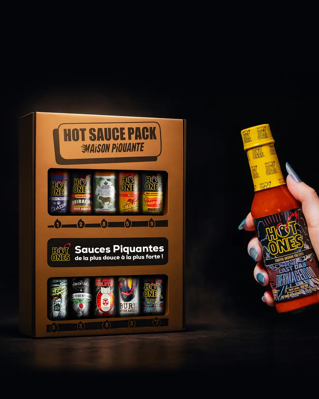 hot-ones-pack-coffret-10-sauces-piquantes-10x150-ml image 3