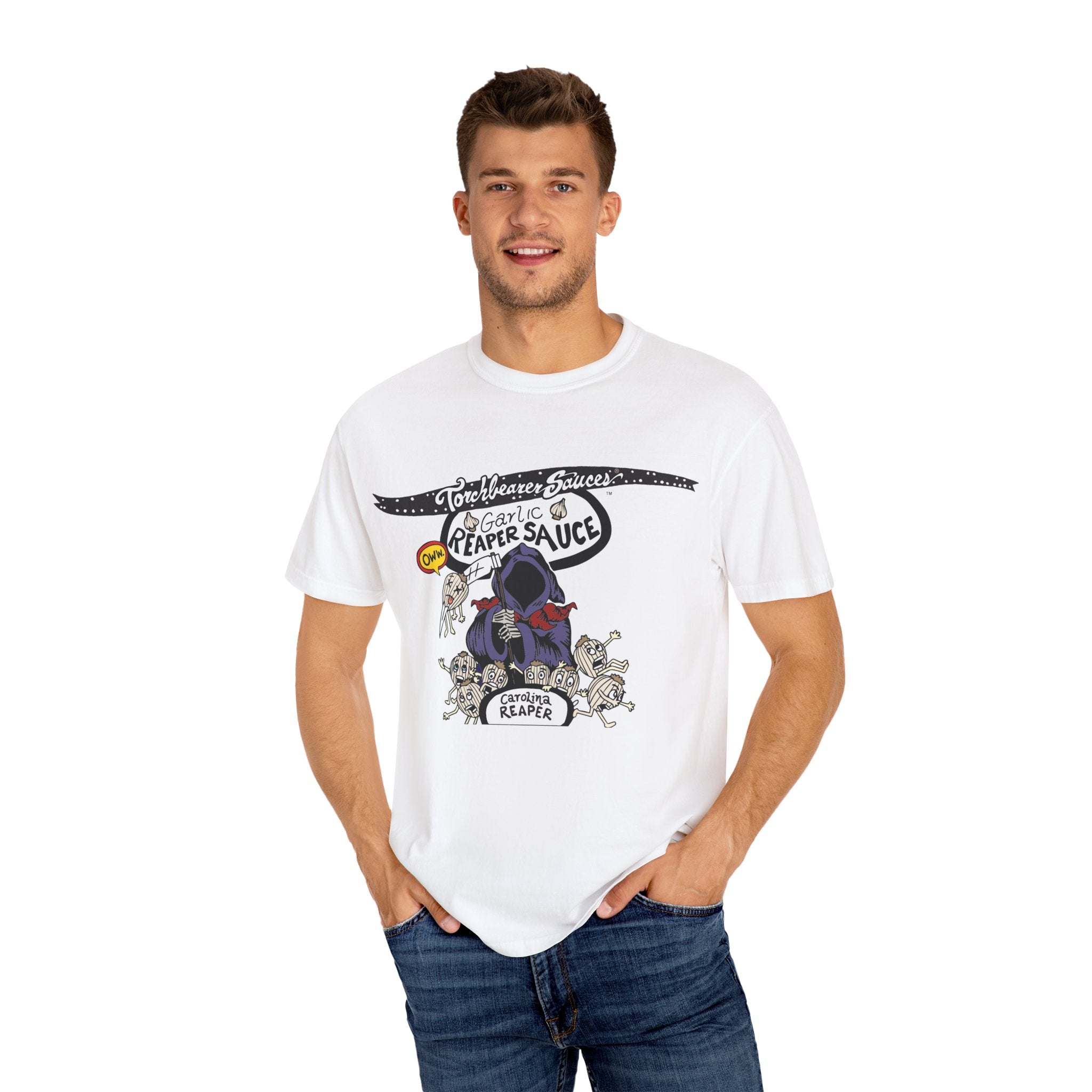torchbearer-garlic-reaper-t-shirt-graphique-rouge-coton image 2