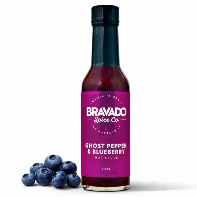 bravado-ghost-pepper-sauce-piquante-myrtille-hot-ones image 1
