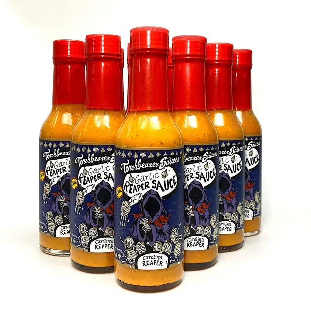 torchbearer-garlic-reaper-sauce-piquante-ail-carolina-reaper-lot-12-forte image 1