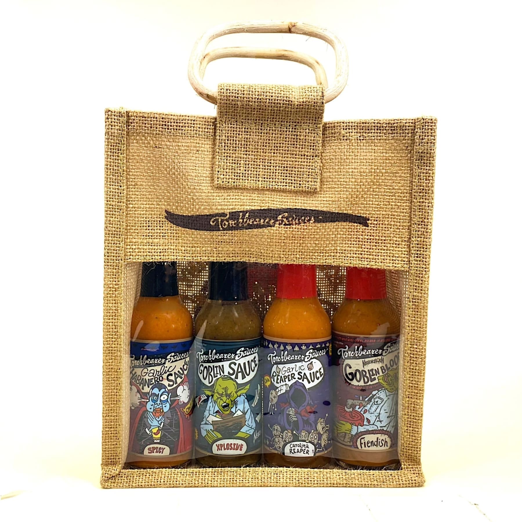 torchbearer-sauces-sac-cadeau-jute-3-bouteilles image 4